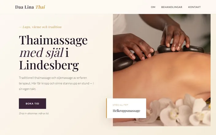 Skärmdump av Daa Lina Thai Massages hemsida