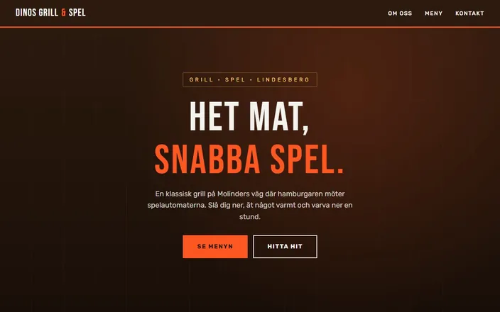 Skärmdump av Dinos Grill & Spels hemsida