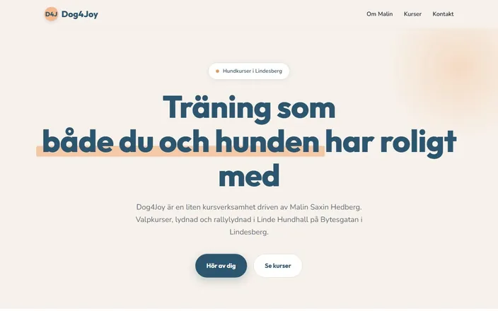 Skärmdump av Dog4Joys hemsida