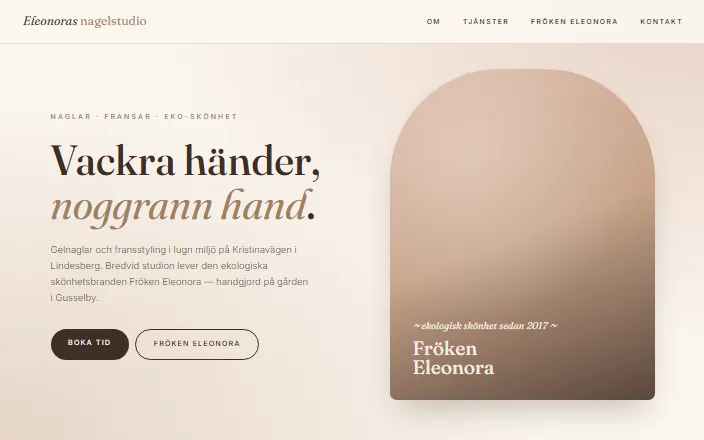 Skärmdump av Eleonoras Nagelstudios hemsida