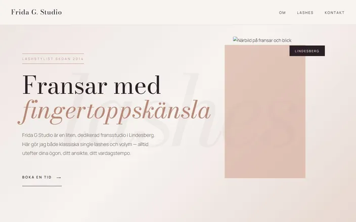 Skärmdump av Frida G Studios hemsida