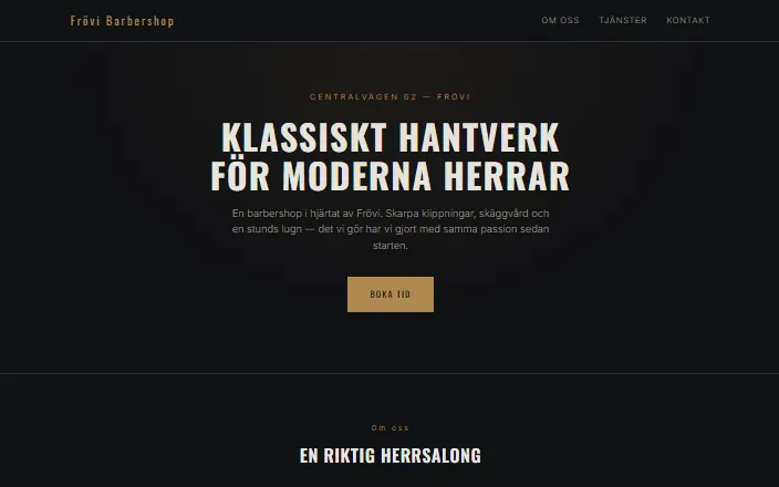 Skärmdump av Frövi Barbershops hemsida