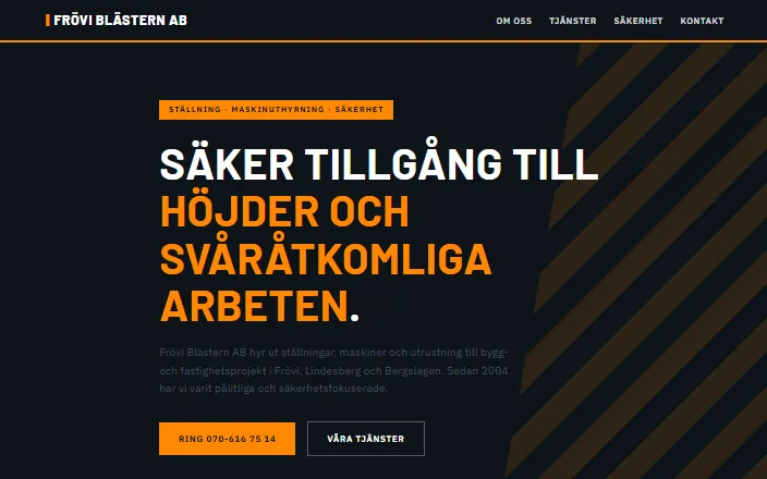 Skärmdump av Frövi Blästern ABs hemsida