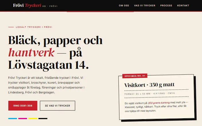 Skärmdump av Frövi Tryckeri HBs hemsida