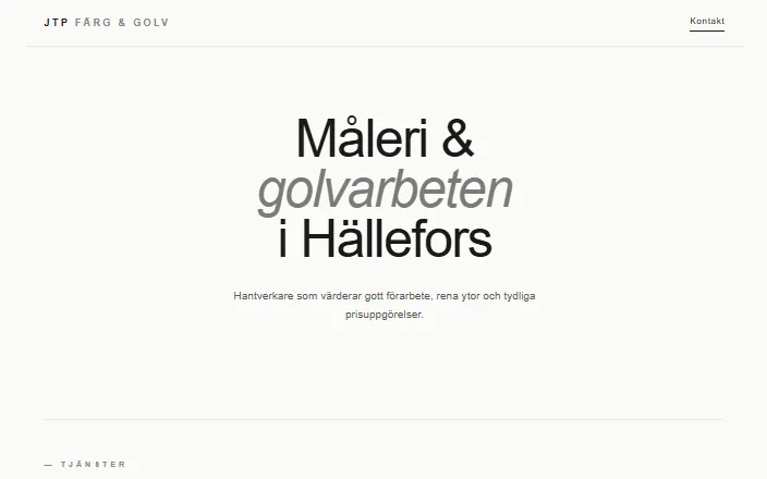 Skärmdump av JTP Färg & Golvs hemsida