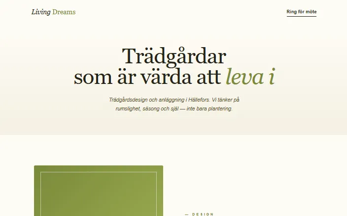 Skärmdump av Living Dreamss hemsida