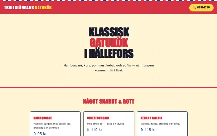 Skärmdump av Trollsländans Gatuköks hemsida