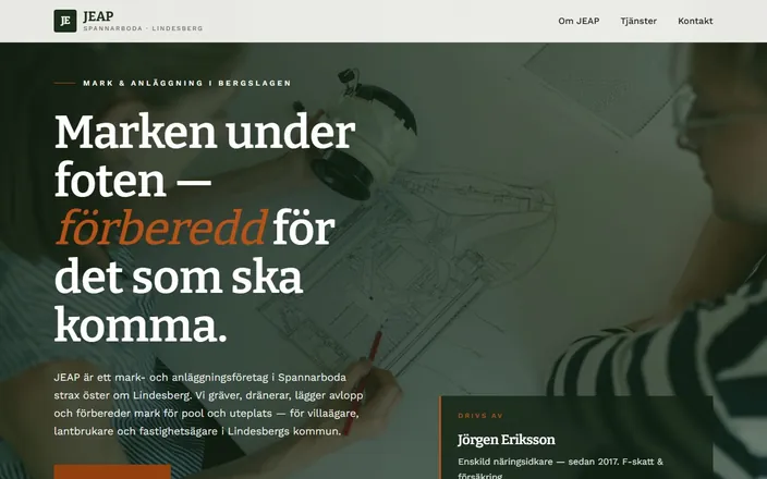 Skärmdump av JEAPs hemsida