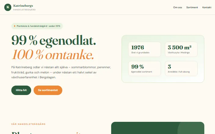 Skärmdump av Katrinebergs Handelsträdgårds hemsida