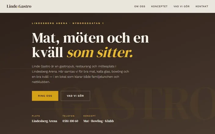 Skärmdump av Linde Gastros hemsida