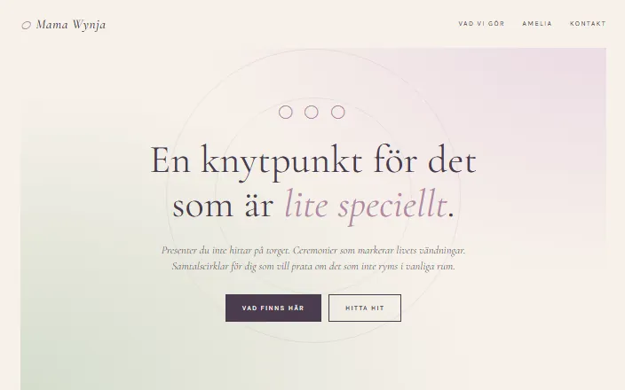 Skärmdump av Mama Wynjas hemsida