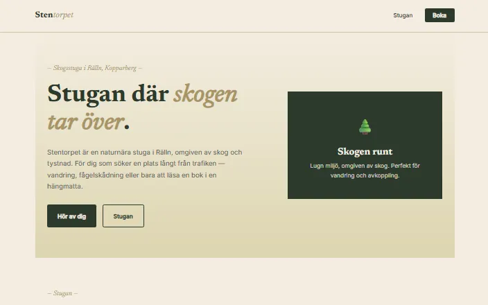 Skärmdump av Stentorpets hemsida