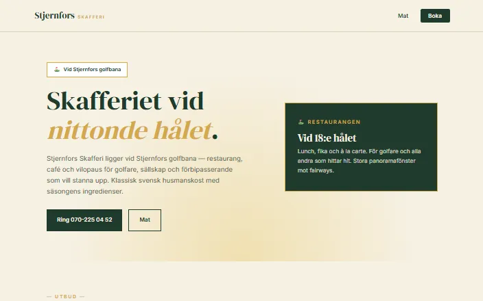 Skärmdump av Stjernfors Skafferis hemsida