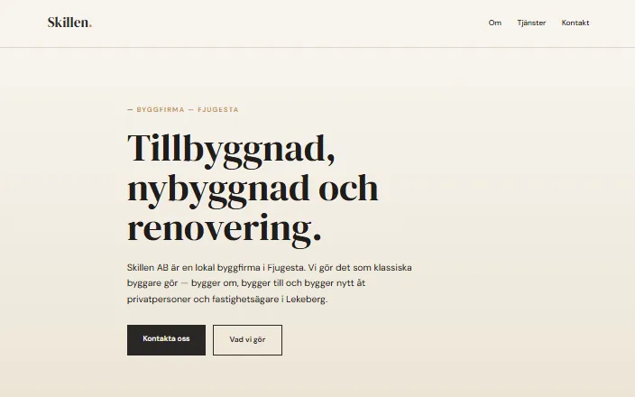 Skärmdump av Skillen ABs hemsida