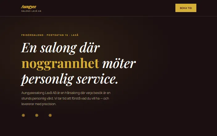 Skärmdump av Aungyeesalong Laxås hemsida