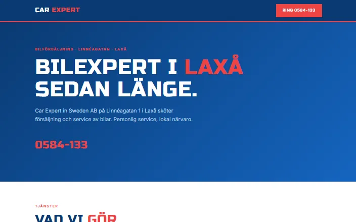 Skärmdump av Car Expert in Sweden ABs hemsida