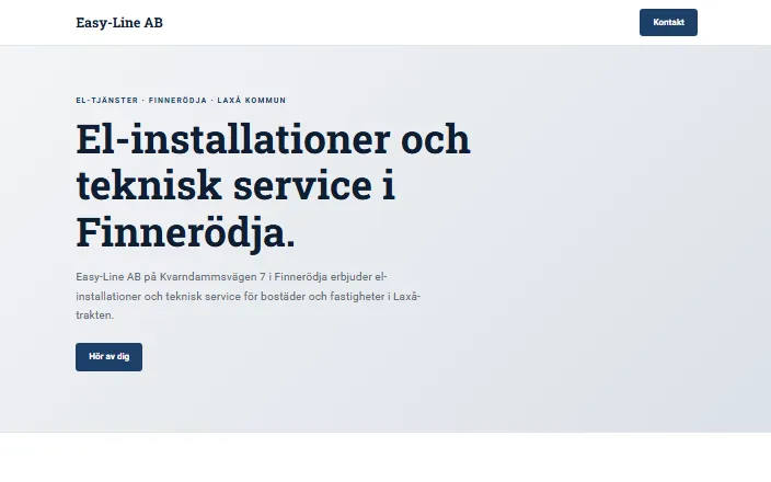 Skärmdump av Easy-Line ABs hemsida