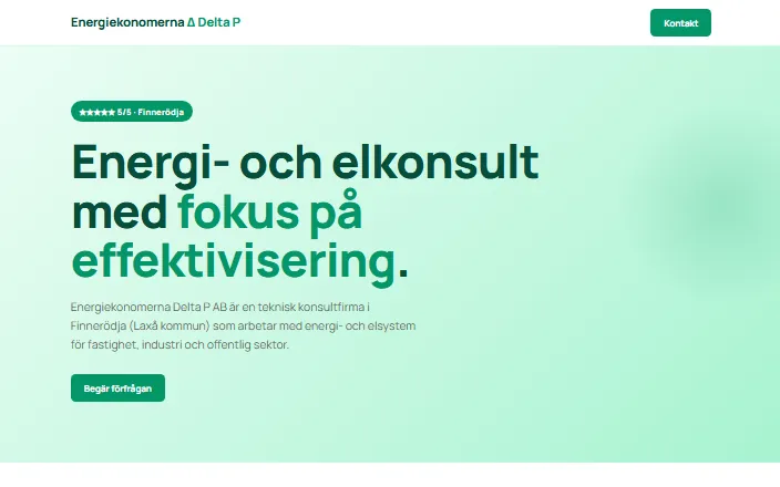 Skärmdump av Energiekonomerna Delta P ABs hemsida