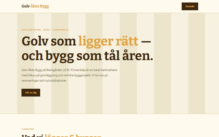 Skärmdump av Golv Åkes Byggs hemsida