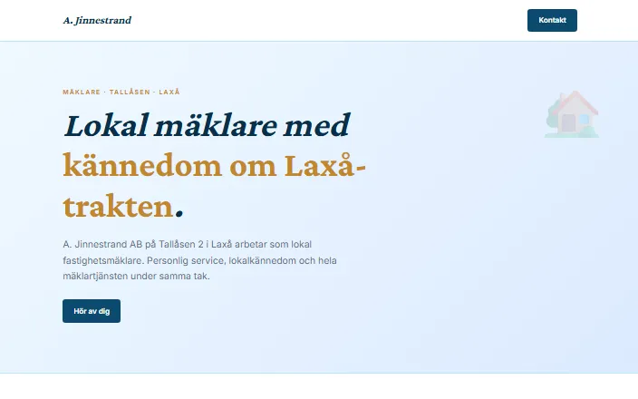 Skärmdump av A. Jinnestrand ABs hemsida