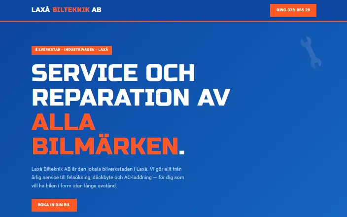 Skärmdump av Laxå Bilteknik ABs hemsida