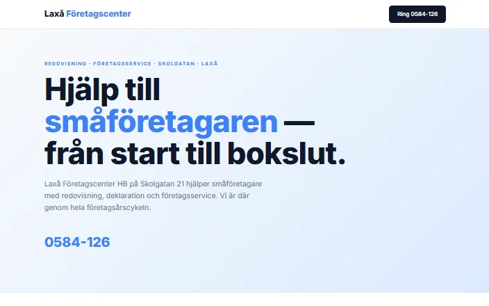 Skärmdump av Laxå Företagscenters hemsida