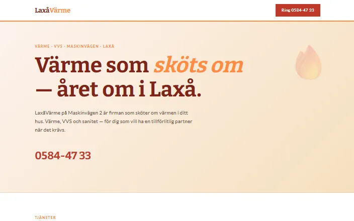 Skärmdump av LaxåVärmes hemsida