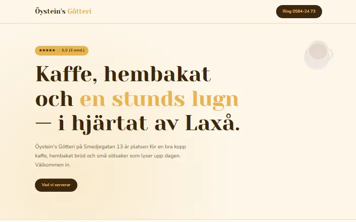 Skärmdump av Öystein's Götteris hemsida