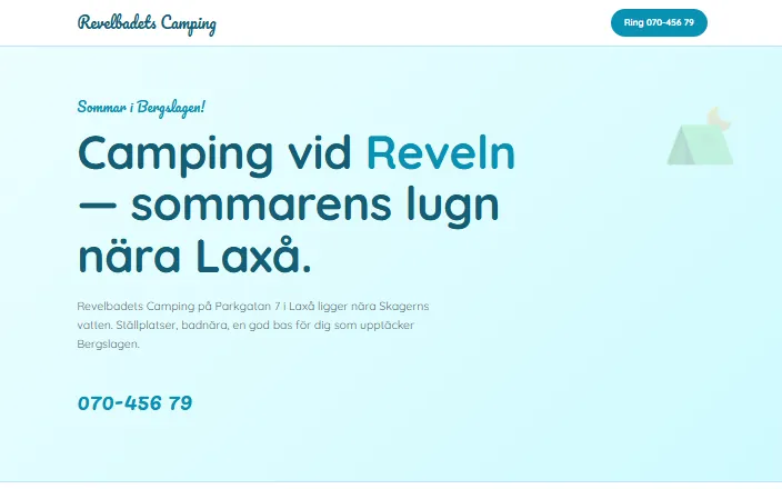 Skärmdump av Revelbadets Campings hemsida