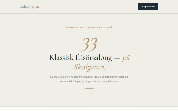 Skärmdump av Salong 33:ans hemsida