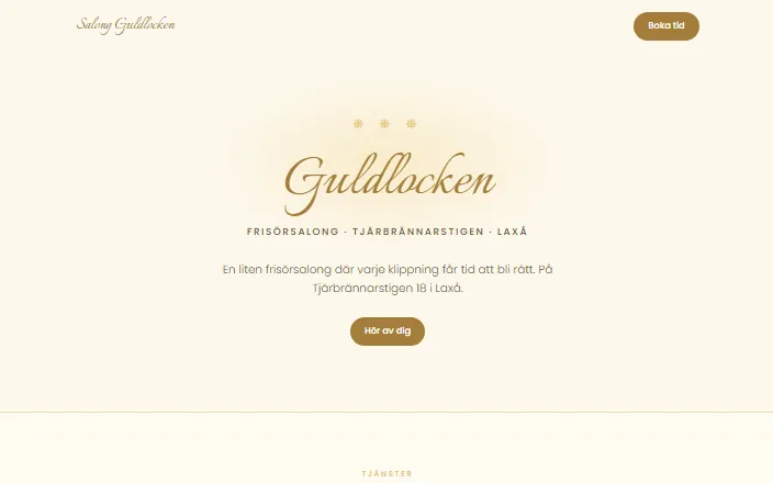 Skärmdump av Salong Guldlockens hemsida