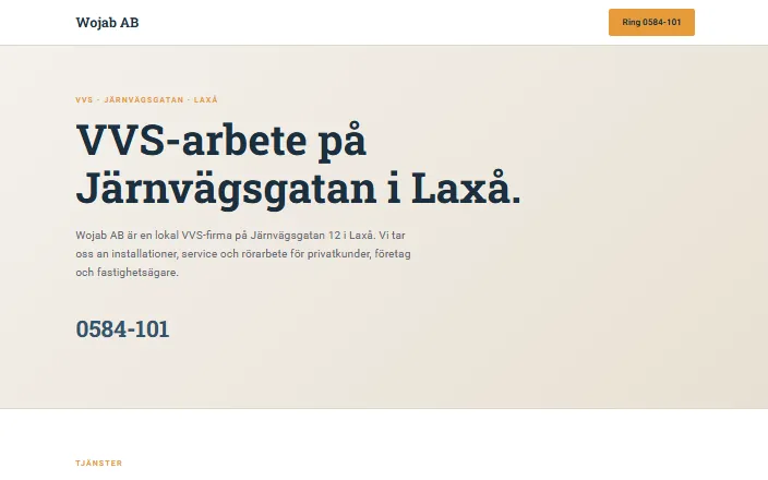 Skärmdump av Wojab ABs hemsida