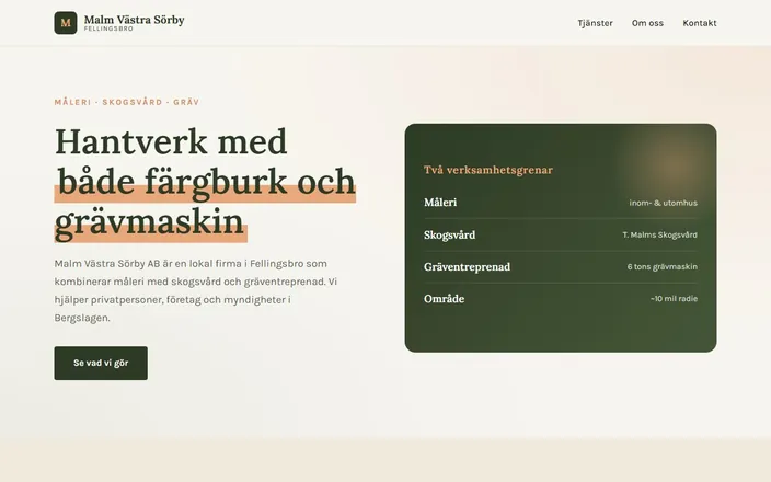 Skärmdump av Malm Västra Sörbys hemsida