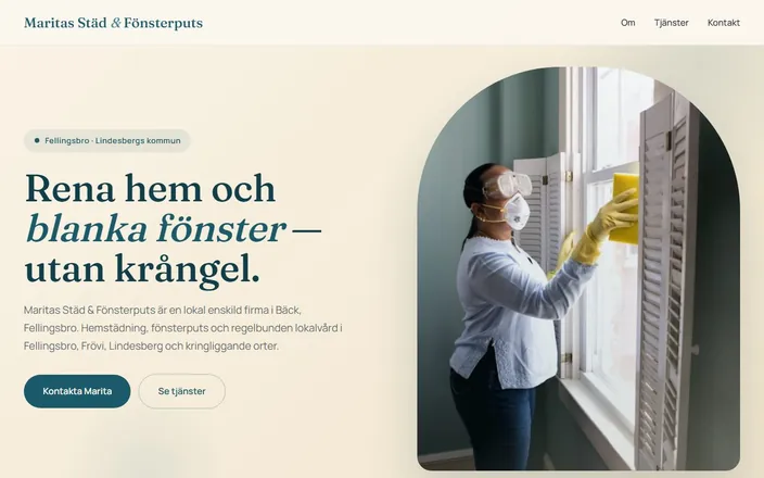 Skärmdump av Maritas Städ & Fönsterputss hemsida
