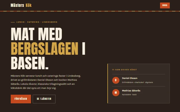 Skärmdump av Mästers Köks hemsida
