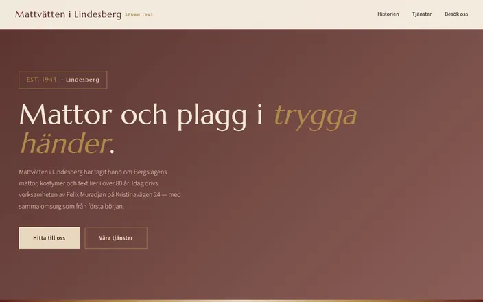 Skärmdump av Mattvätten i Lindesbergs hemsida