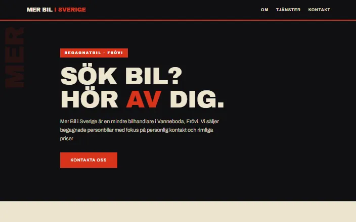 Skärmdump av Mer Bil i Sveriges hemsida