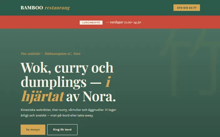Skärmdump av Bamboo Restaurangs hemsida