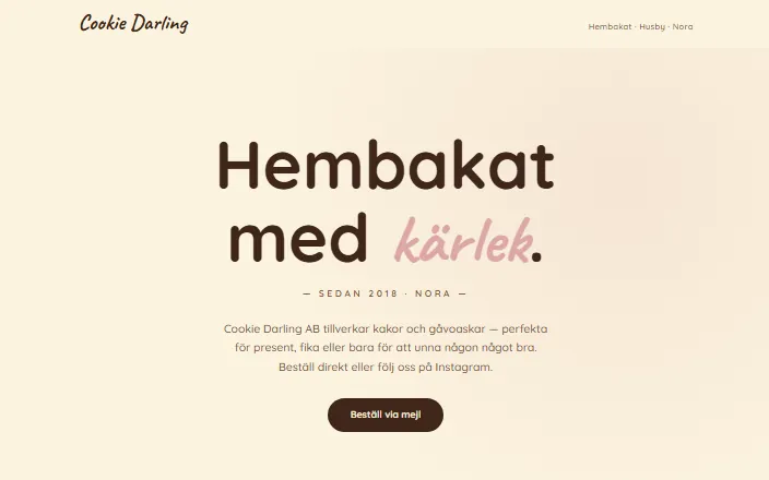 Skärmdump av Cookie Darlings hemsida