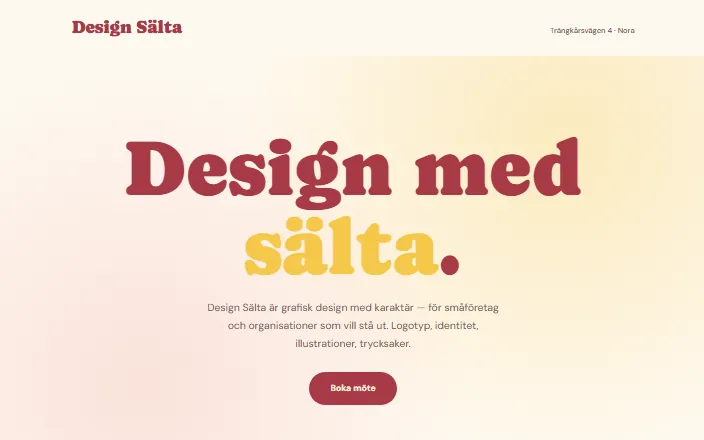 Skärmdump av Design Sältas hemsida