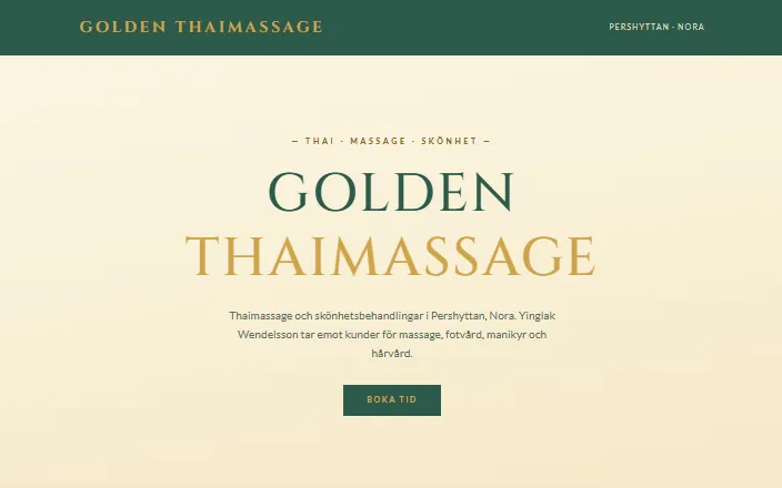 Skärmdump av Golden Thaimassages hemsida