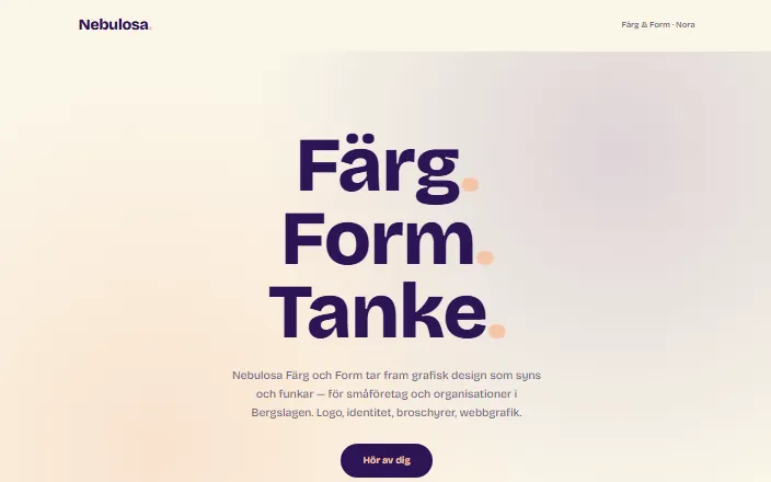 Skärmdump av Nebulosa Färg och Forms hemsida