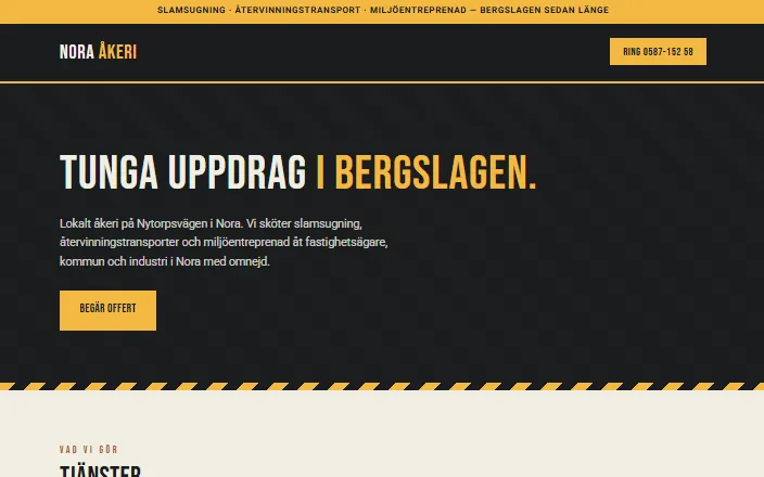 Skärmdump av Nora Åkeris hemsida