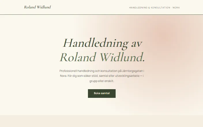 Skärmdump av Roland Widlunds hemsida