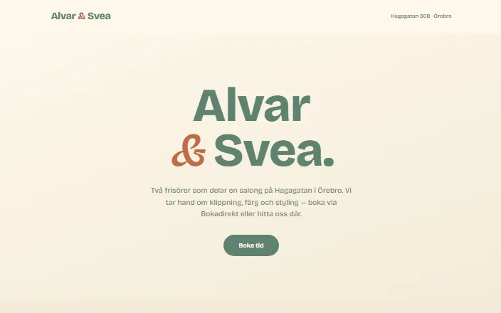 Skärmdump av Alvar & Sveas hemsida