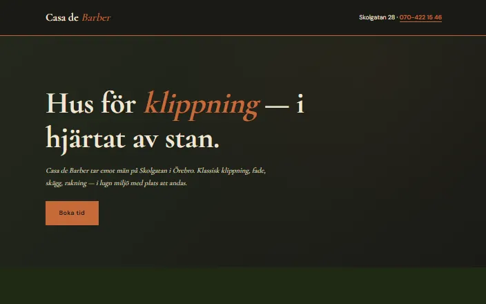 Skärmdump av Casa de Barbers hemsida