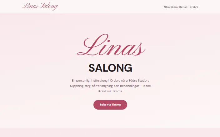Skärmdump av Linas Salongs hemsida