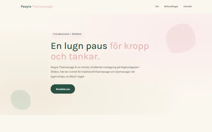 Skärmdump av Paayia Thaimassages hemsida