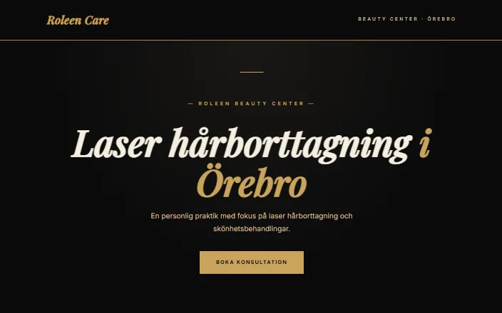 Skärmdump av Roleen Cares hemsida