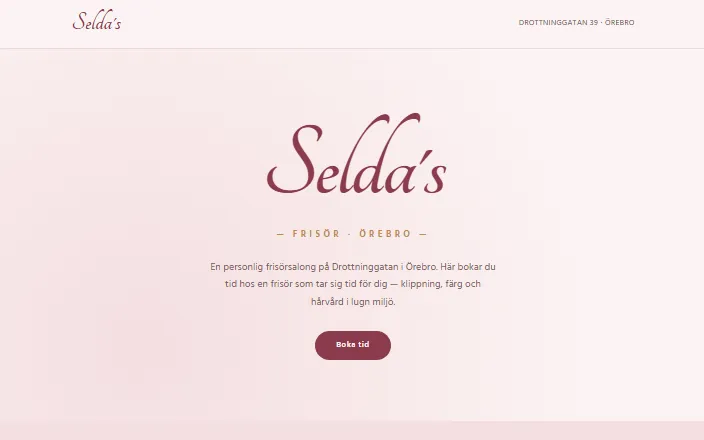 Skärmdump av Selda'ss hemsida
